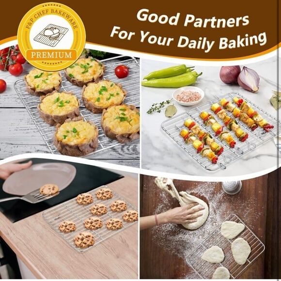 P&P CHEF Toaster Oven Tray and Rack Set, Stainless Steel Baking Pan NWT - Picture 4 of 8